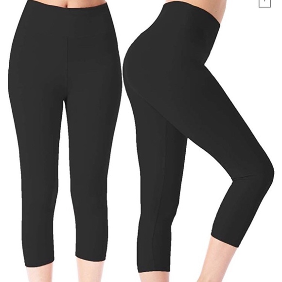 Black High Waisted Tummy Control Cropped Legging NWT - Picture 2 of 12